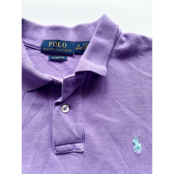 Boy's Polo Ralph Lauren Lavender Polo Shirt with Teal Pony Logo Size M 10-12 - Picture 2 of 4